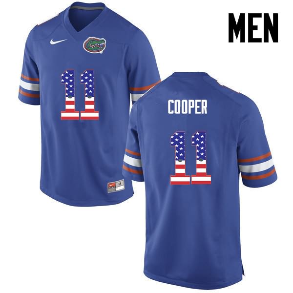 NCAA Florida Gators Riley Cooper Men's #11 USA Flag Fashion Nike Blue Stitched Authentic College Football Jersey OWH8664VN